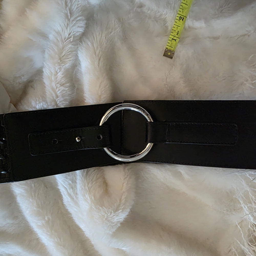 Michael Kors Black Belt with Silver Ring Buckle